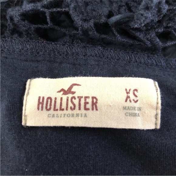 Hollister Navy Blue Fit & Flare Crochet Neckline Skater Dress - Picture 6 of 8